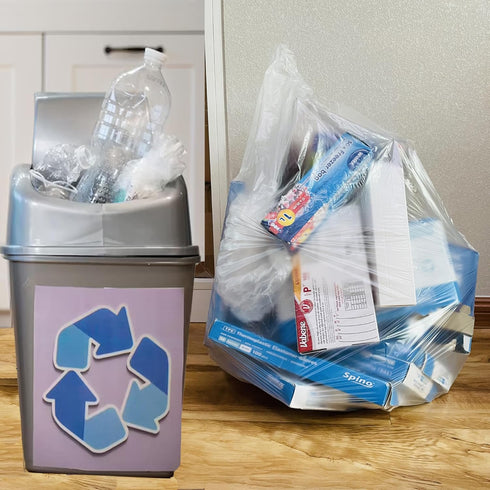 4-6 Gallon Trash Bags, 300 Count Bulk, Clear Plastic Recycling Bags for Business, Home, Bathroom, Kitchen