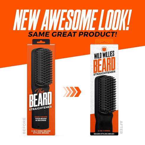 Wild Willies Beard Straightener for Men - Heated Brush & Hot Comb, 3 Temperature Settings, Ionic Technology, 400F