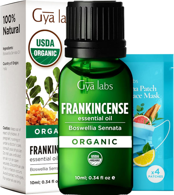 Gya Labs Frankincense Essential Oil - 0.34 fl oz - USDA Certified Organic Boswellia Serrata for Aromatherapy, Skin