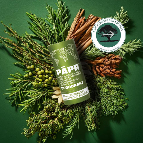 PAPR Nature Powered All Natural Deodorant, Clinically Proven in Zero Waste Paper Packaging (Coastal Forest)