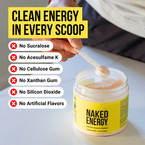 NAKED Energy - Pure Pre Workout Powder for Men and Women, Vegan, Unflavored, 50 Servings