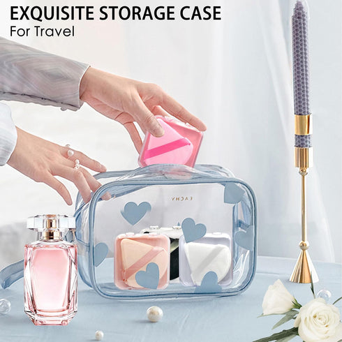 8 Pieces Triangle Makeup Puff with 4 Travel Cases, Reusable Velour Cosmetic Foundation Blender Sponge for Loose Powder