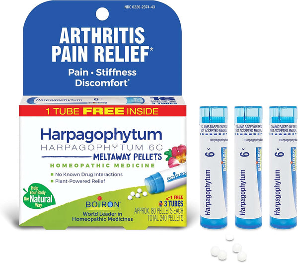 Boiron Harpagophytum 6C Homeopathic Medicine - Arthritis Pain Relief, 3 Count (240 Pellets)