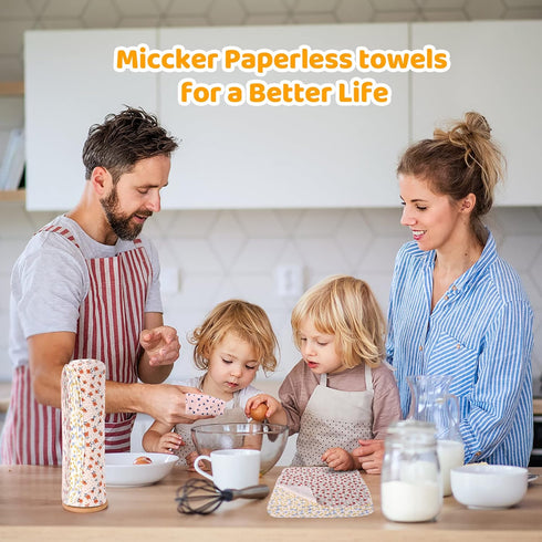 Reusable Paper Towels Roll - 25 Packs Eco Friendly Washable Cotton Flannel, 10 X 10in Super Soft