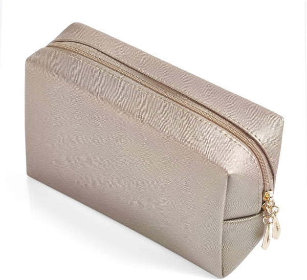 PU Leather Cosmetic Bag for Women, Minimalism Makeup Pouch for Daily Use, Portable Water-resistant Toiletry Bag, Coffee