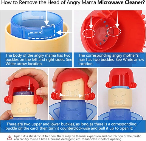 Abnaok Angry Mama Microwave Cleaner, 2 PCS, Steam Cleaner for Home or Office, English Manual Included