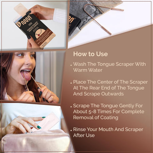 MasterMedi Tongue Scraper with Case - Easy to Use for Adults, Copper Set of 2, Tongue Cleaner for Oral Care & Hygiene
