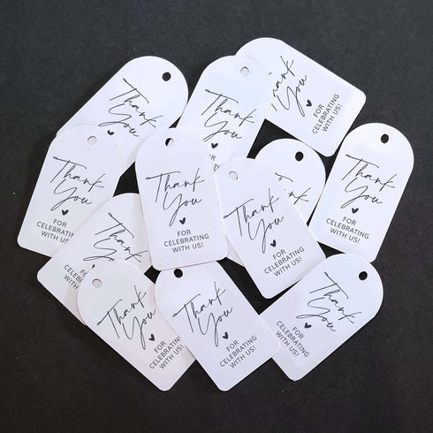 Yellow Yogi 100pcs 1.4" 2.5" Thank You Gift Tags, x White Heavy Cardstock Paper Gift Tags with String, Arched Rectangle