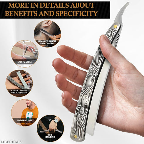 Straight Edge Razors for Men - 11.5" Barber Straight Edge Razor for Professional Hair Cutting Supplies