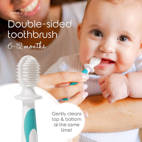 Cherish Baby Care Toothbrush Set - Award-Winning BPA-Free Infant Toothbrush for 3-24 Months (Teal)