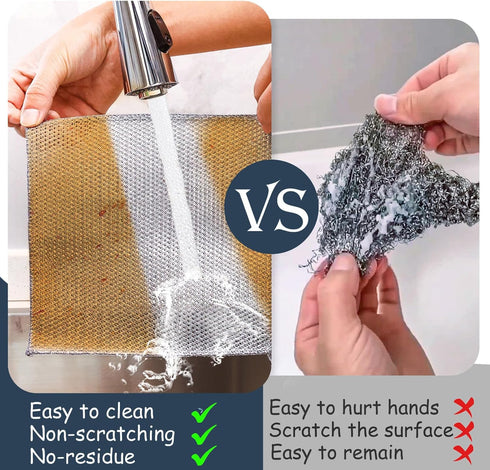 Navona 12 Pcs Upgrade Steel Wire Dishcloth, Triple-Layer Non-Scratch Cleaning Rag for Cookware, Sinks, Dishes