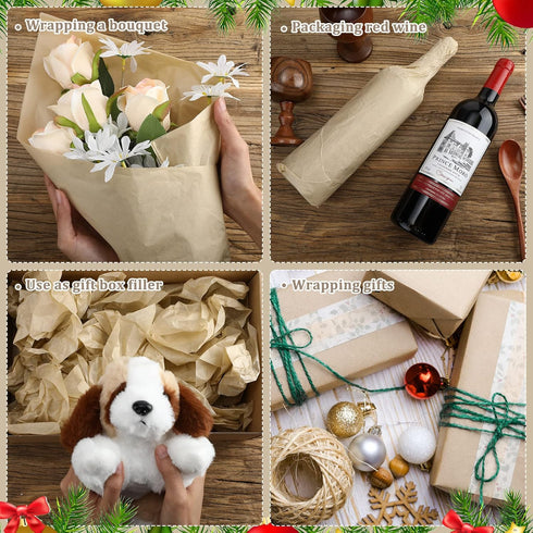 300 Sheets Kraft Tissue Paper - 14 x 20 Inches Bulk Decorative Wrapping Paper for School, Baby Shower, Weddings, Gifts