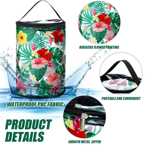 Sanwuta Clear Lotion Toiletry Bag Travel Makeup Case Waterproof PVC Cosmetic Bag with Handle Zipper Portable Survival Organizer Pouch for Women Pool Gift Birthday Party (Floral)