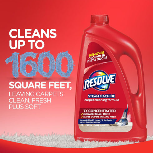 Resolve Steam Carpet Cleaner Solution Shampoo, 60 fl oz, 2X Concentrate, Safe for Bissell, Hoover & Rug Doctor