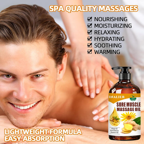 INALIER Sore Muscle Massage Oil,Gift for Husband Dad Boyfriend,Relaxing Massage Oil,Arnica Oil,Massages Oil for Massage