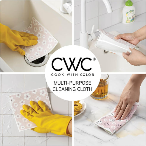 Pack 8 COOK WITH COLOR Eco-Friendly Reusable Swedish Dishcloths for Kitchen - of Reusable Paper Towels, Biodegradable