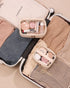 Pocmimut PU Leather Clear Makeup Bag, Travel Essentials Cosmetic Organizer for Women (Beige)