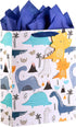 SUNCOLOR 16" Extra Large Gift Bag with Tissue Paper for Boys (Dinosaurs)