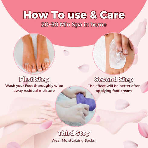 Moisturizing Socks for Dry Cracked Feet - Hydrating Gel Spa Sock, Overnight Foot Moisturizer (1 Pair, Pink)
