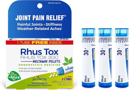 Boiron Rhus Tox 30C Homeopathic Medicine for Joint Pain, Muscle Aches, 3 Count (Pack of 1) (Total 240 Pellets)