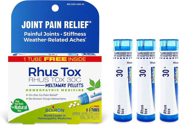 Boiron Rhus Tox 30C Homeopathic Medicine for Joint Pain, Muscle Aches, 3 Count (Pack of 1) (Total 240 Pellets)