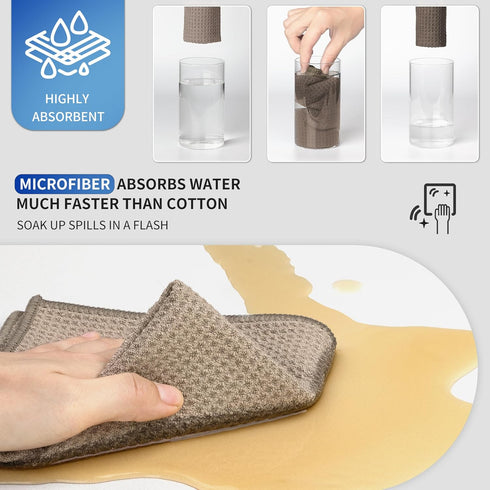 MR.SIGA 6 Pack Waffle Pattern Cleaning Cloths, Ultra Soft Microfiber Kitchen Cleaning Towels, Sandy Brown, 12.6 x 12.6