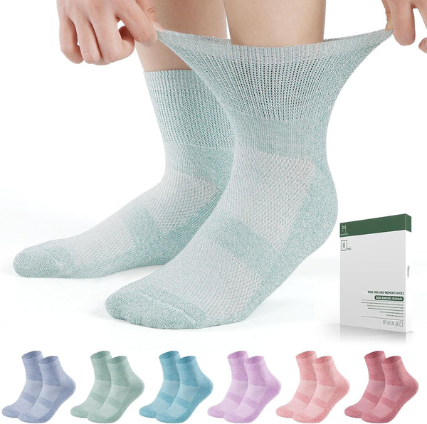Bulinlulu Diabetic Socks for Men Women,6 Pairs Bamboo Viscose Non Binding Ankle