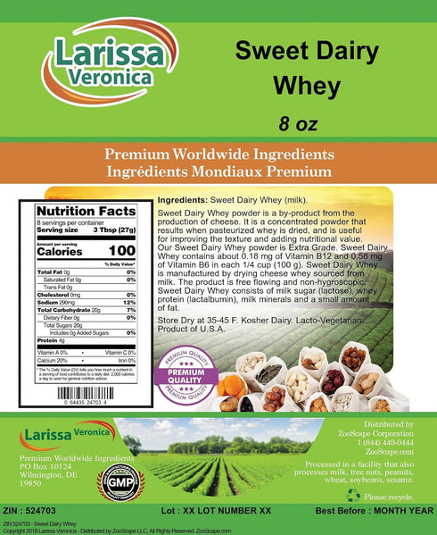 Larissa Veronica (8 oz, 524703) 3 Pack Sweet Dairy Whey ZIN: