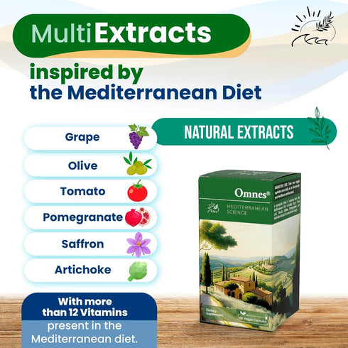 Omnes Complete Multivitamin - Natural Extracts, 12 Vitamins & Minerals, 60 Capsules