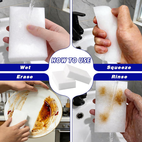 Hbfarosm 100 Pack Magic Cleaning Sponge Erasers, Non-Scratch Melamine Sponge Bulk Multi-Surface Cleaner Melamine Foam