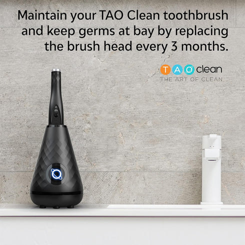 TAO Clean Umma Diamond Sonic Toothbrush Replacement Heads, Black (3-Pack) for Electric Toothbrush and Docking Station