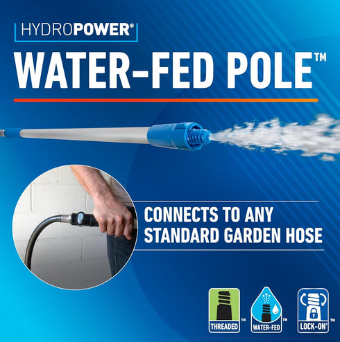 Unger Professional Lock-On 48” HydroPower Pole, Compatible with Water Flow Brushes and Cleaning Supplies