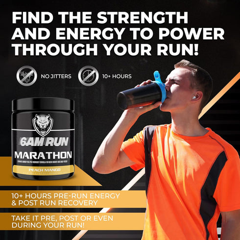 6AM Run Marathon - Pre Workout Powder for Distance Running & Essential Amino Energy - All Natural, Keto, Vegan, No