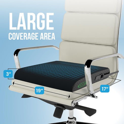 19 17 3 Extra Large Wheelchair Seat Cushion - for Sciatica and Lower Back Pain Relief, Anti-Slip, Removable Strap