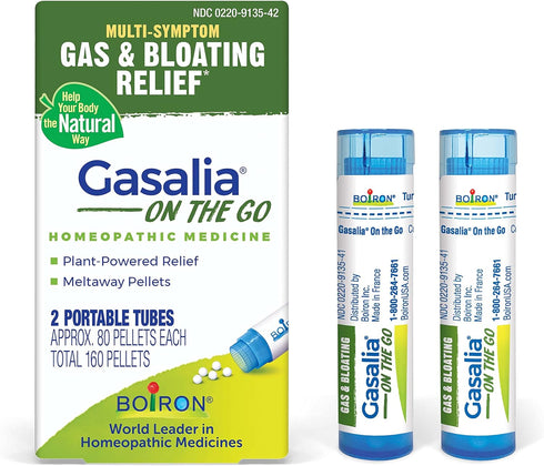 Boiron Gasalia On The Go for Relief from Gas Pressure, Abdominal Pain, Bloating - 2 Count (160 Pellets)