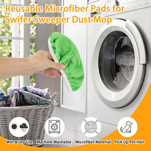 Unoutur (16PCS) Reusable Dry Sweeping Cloths Microfiber Wet Mop Pads Compatible with Swiffer Sweeper Mop Replacement