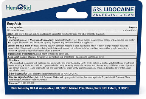 Maximum Strength Lidocaine Cream for Pain Relief, Fast-Acting Hemorrhoid Treatment with 5% Lidocaine