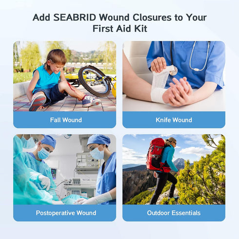 SEABIRD Zip Sutures Wound Closure Device, Emergency Laceration Kit with Bandages and Steri Strips Pack of 2
