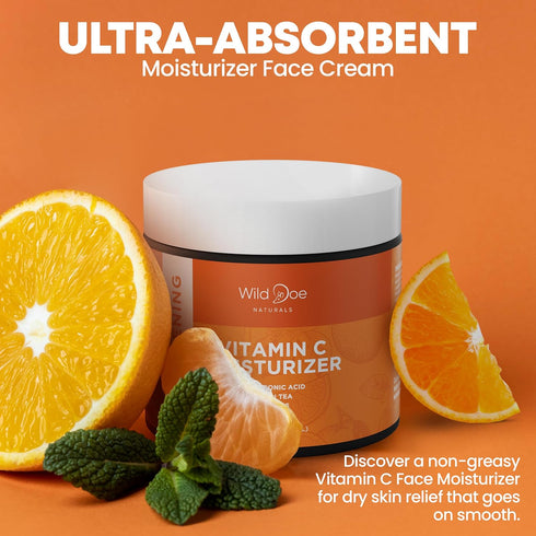 Vitamin C Face & Neck Moisturizer, Firming Eye Cream with Green Tea, Hyaluronic Acid, Vitamin E, Jojoba Oil, 4oz