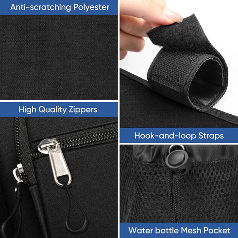 FINPAC Rollator Side Storage Bag with Cup Holder for Bariatric Walkers, Wheelchairs - Rollator Attachment Organizer