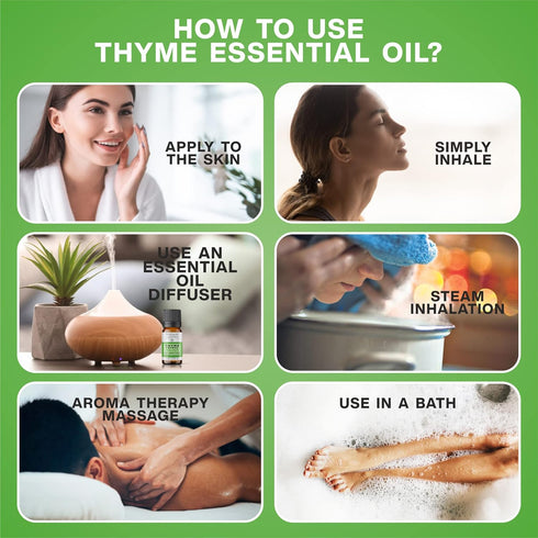 Thyme Thymol Essential Oil (Thymus vulgaris) - 100% Pure and Natural for Oil Diffusers and Massage Therapy, 30ml