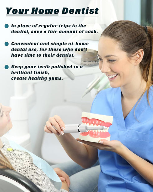 Tooth Polisher, Rechargeable Tooth Whitening Kit for Teeth Cleaning and Whitening, 3 Tooth Polish Paste and 5 Brush