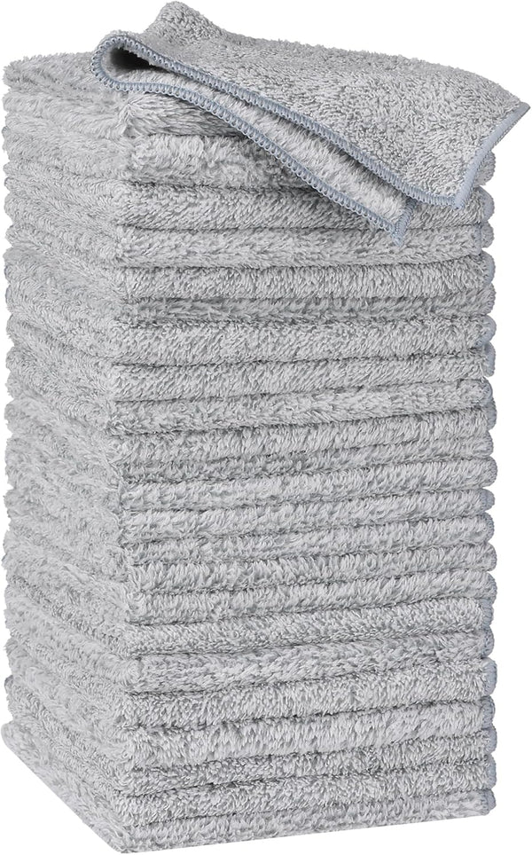 uxcell Gray Microfiber Cleaning Cloth - Ultra Soft Absorbent Lint Free Dish Towels, 12" x 12", 24 Pack