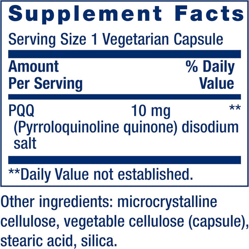 Life Extension PQQ Caps – 10 mg Pyrroloquinoline Quinone – Energy Support, Gluten-Free, Non-GMO, Vegetarian – 30