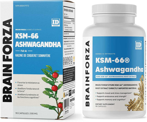 KSM-66 1,000mg 5% 90 Brain Forza Ashwagandha Organic Pure Root Extract, Strongest Dose, High Potency Withanolides