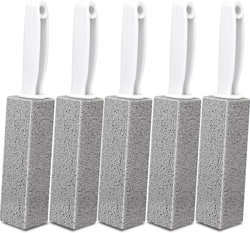 AZEN 5 Pack Pumice Stone, Pumie Scouring Stick with Handle, Hard Water Stain Remover for Toilet, Bathroom, Kitchen