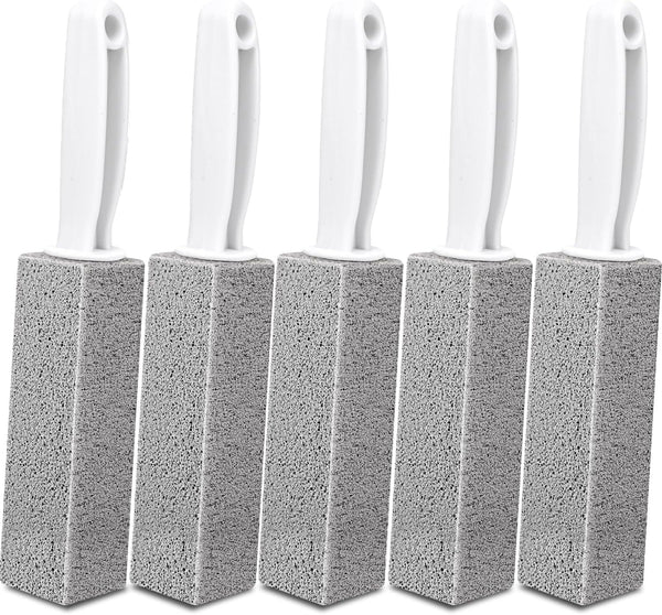 AZEN 5 Pack Pumice Stone, Pumie Scouring Stick with Handle, Hard Water Stain Remover for Toilet, Bathroom, Kitchen