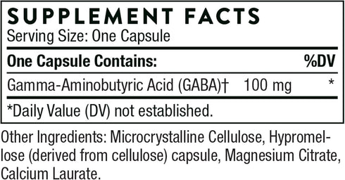 THORNE PharmaGABA-100 - GABA Supplement - 100 mg Natural Source Gamma-Aminobutyric Acid - Support a Calm State of Mind and Restful Sleep - 60 Capsules