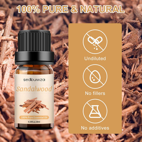 Sedbuwza Sandalwood Essential Oil, 100% Pure Organic Sandalwood Aromatherapy Gift Oil for Diffuser, Humidifier, Soap, Candle, Perfume