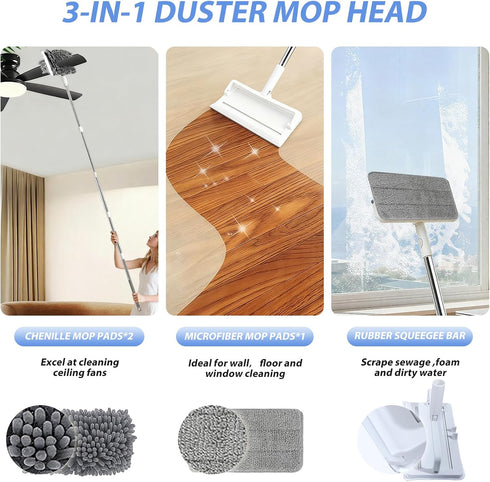 SOKINCLR 80'' Ceiling Fan Cleaner Duster with Extendable Long Handle Pole - Microfiber Chenille Pads for Blades